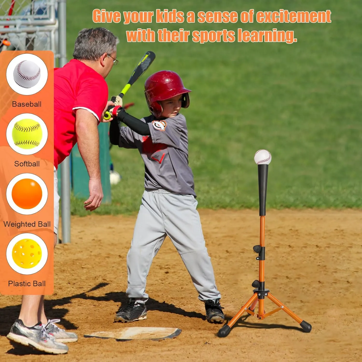 Storgem Baseball and Softball Tee,Batting Tee for Kids,Baseball Tees for Hitting,T Ball Training Stand,Easy Height Adjustment