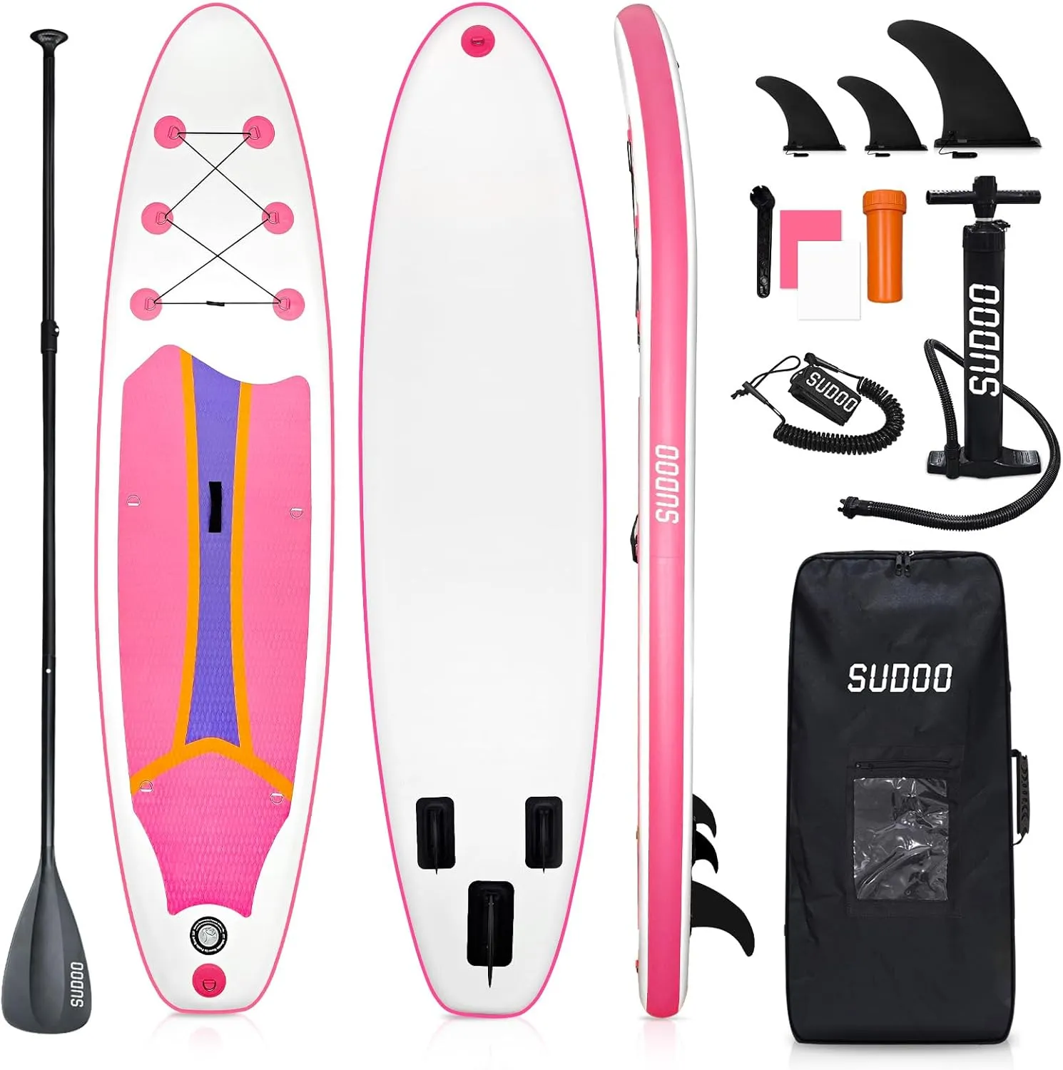 SUDOO 10FT Ultra-Light Inflatable SUP | 10'30'' Compact Design | Non-Slip EVA Deck | Stable for Youth & Adults | Full SUP Accessories Set (Paddle, Leash, Pump)