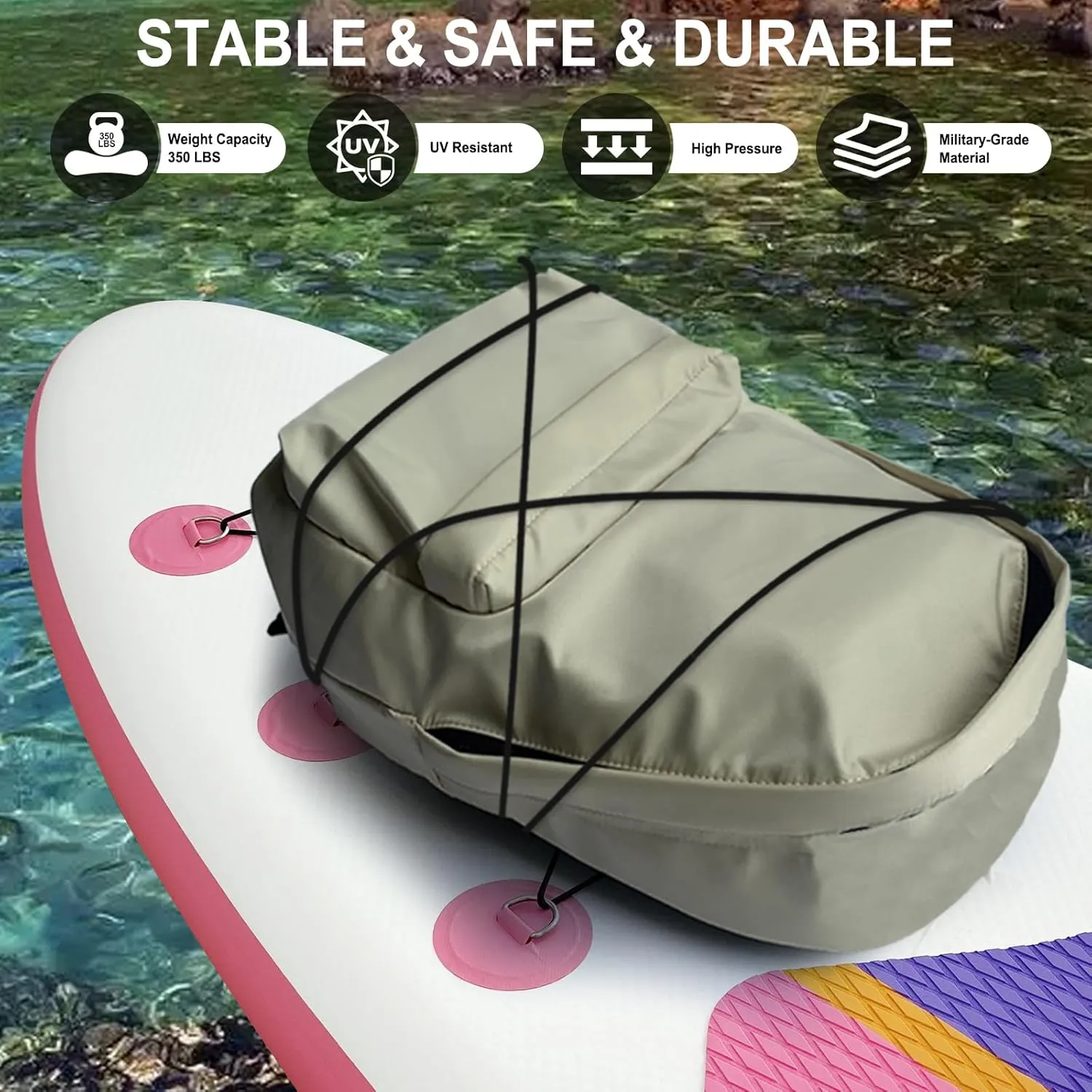 SUDOO 10FT Ultra-Light Inflatable SUP | 10'30'' Compact Design | Non-Slip EVA Deck | Stable for Youth & Adults | Full SUP Accessories Set (Paddle, Leash, Pump)