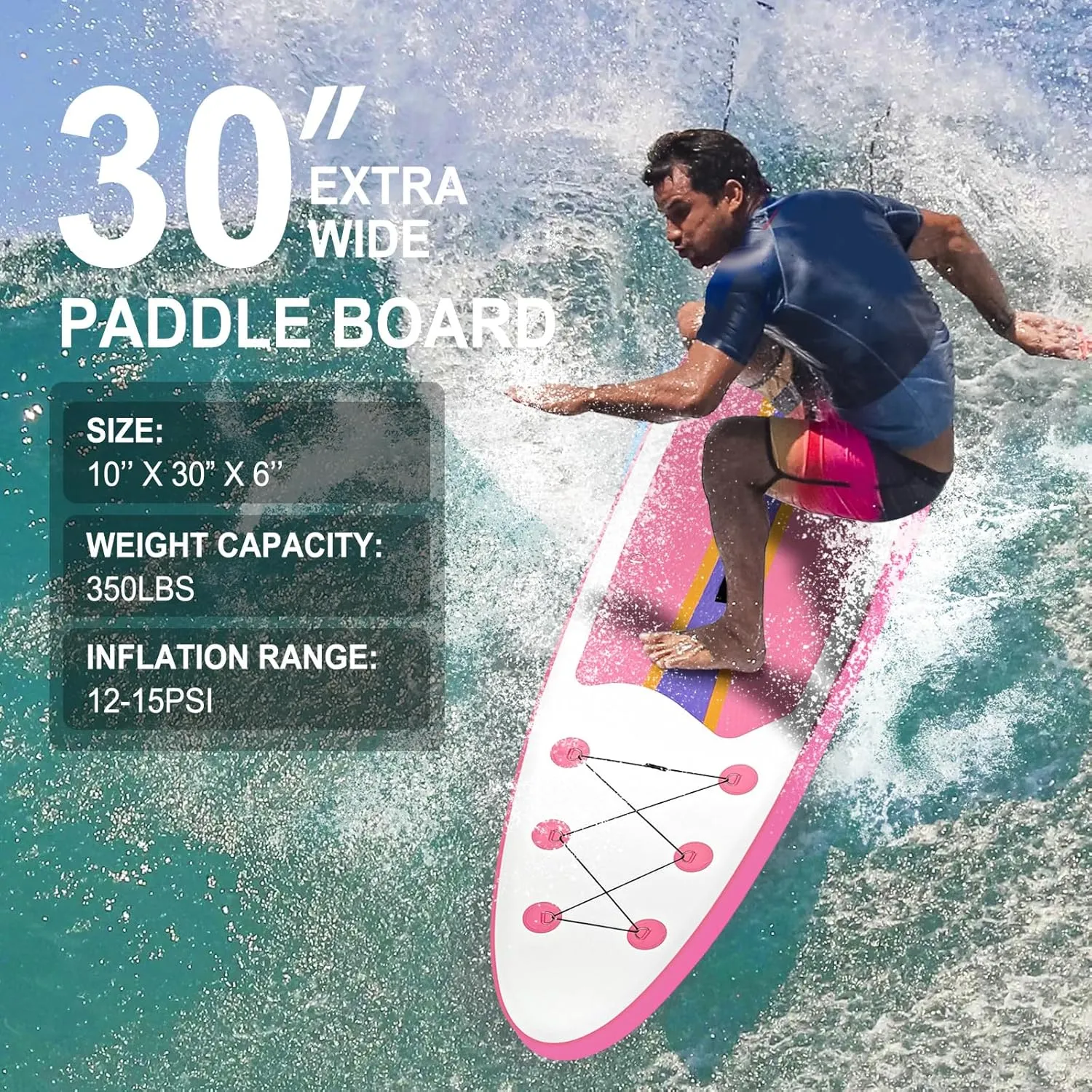 SUDOO 10FT Ultra-Light Inflatable SUP | 10'30'' Compact Design | Non-Slip EVA Deck | Stable for Youth & Adults | Full SUP Accessories Set (Paddle, Leash, Pump)