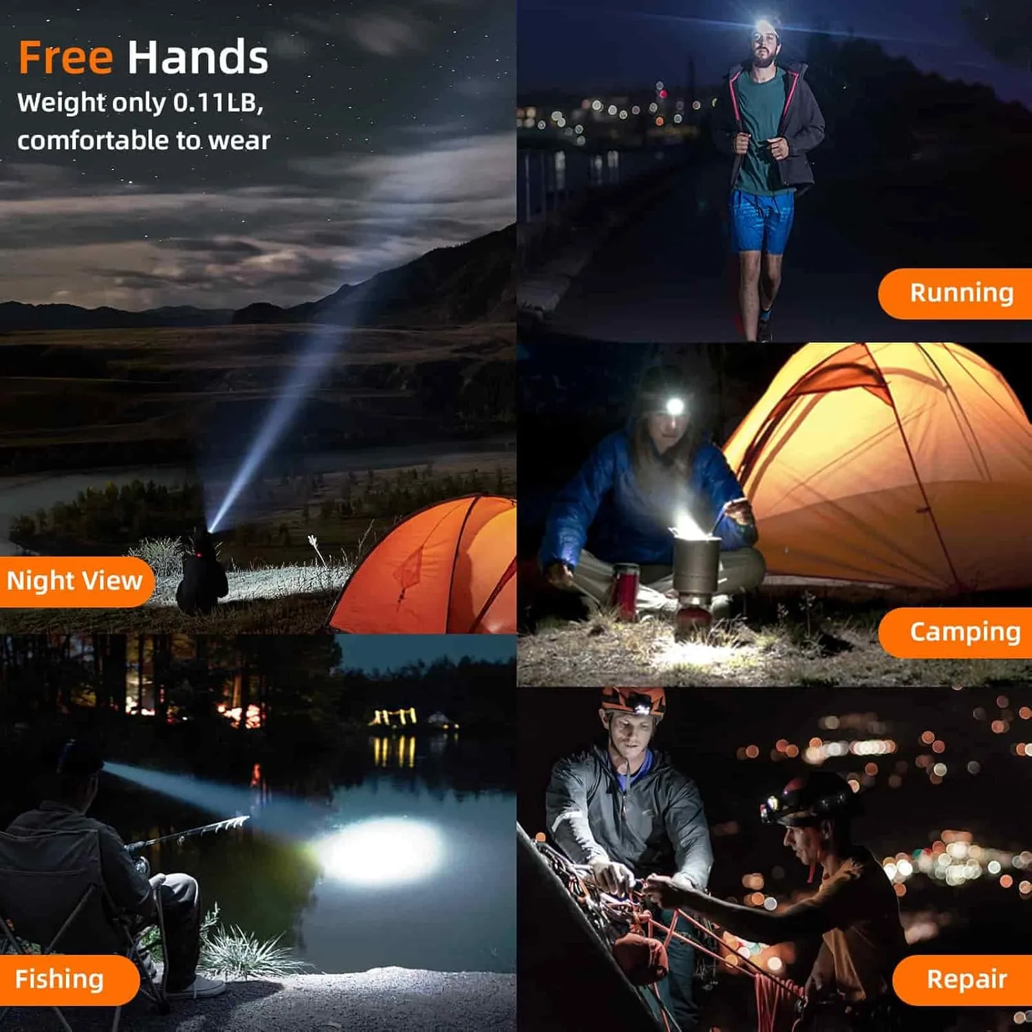 SuperFire Rechargeable Headlamp 2PCS, Super Bright 1000 Lumen LED Headlamps, 5 Modes Waterproof Lightweight Head Flashlight for Outdoor Camping, Hiking, Hunting, Running, Survival, Red Light