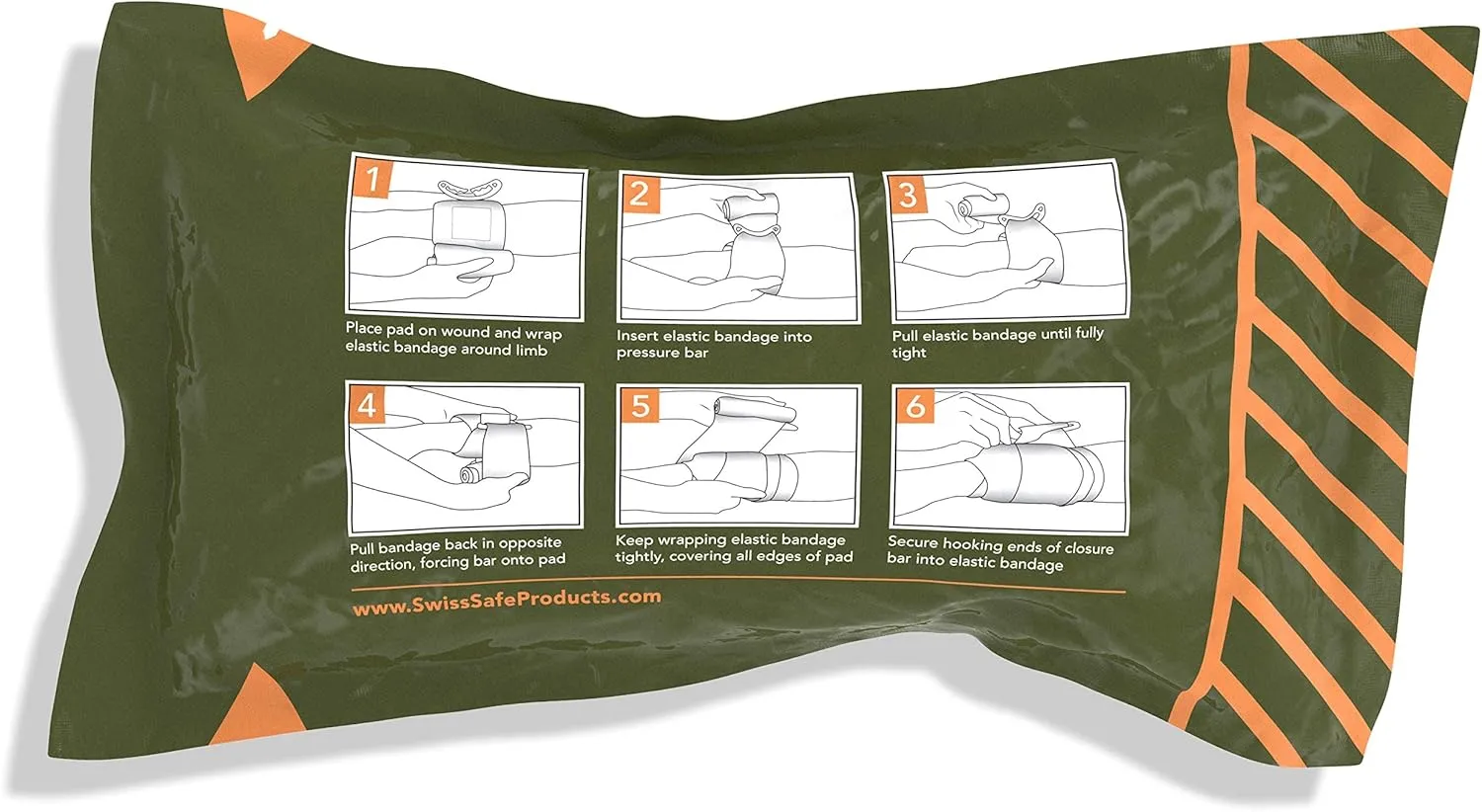 Swiss Safe 6 Inch Israeli Bandages Trauma Kit - Sterile Elastic Compression Bandage - Emergency Military IFAK - HSA & FSA Eligible - 6 inch, 2-Pack