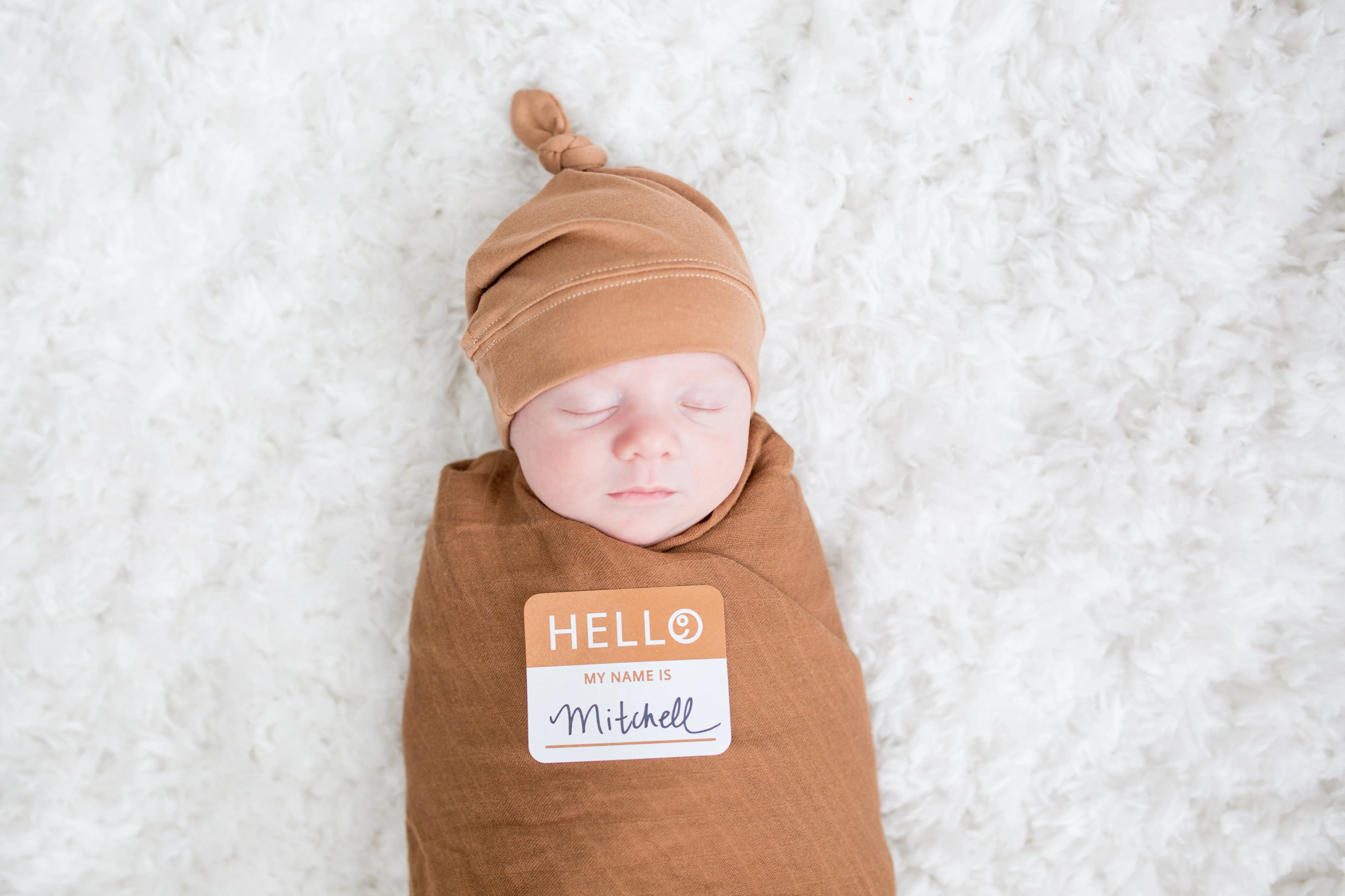 Tan Bamboo Hat and Swaddle Gift Set by Lulujo