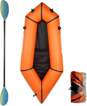 TPU Packraft Portable and Lightweight with Adjustable Carbon Fiber Kayak Paddle, 210 cm Orange