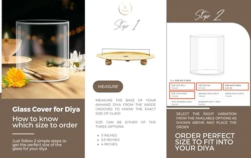 True Decor Akhand Diya Glass Cover Big Size Akhand Jyoti Diya Glass Big Size (Height: 4.5 Inch Width: 4 Inch)