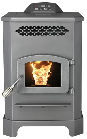 US STOVE 5501S King Mini Pellet Stove, 19 in W, 23-3/4 in D, 30-1/4 in H, 2200 sq-ft Heating, Steel, Black :EA: QUANTITY: 1