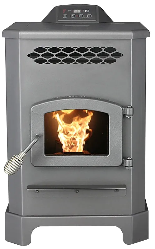 US STOVE 5501S King Mini Pellet Stove, 19 in W, 23-3/4 in D, 30-1/4 in H, 2200 sq-ft Heating, Steel, Black :EA: QUANTITY: 1