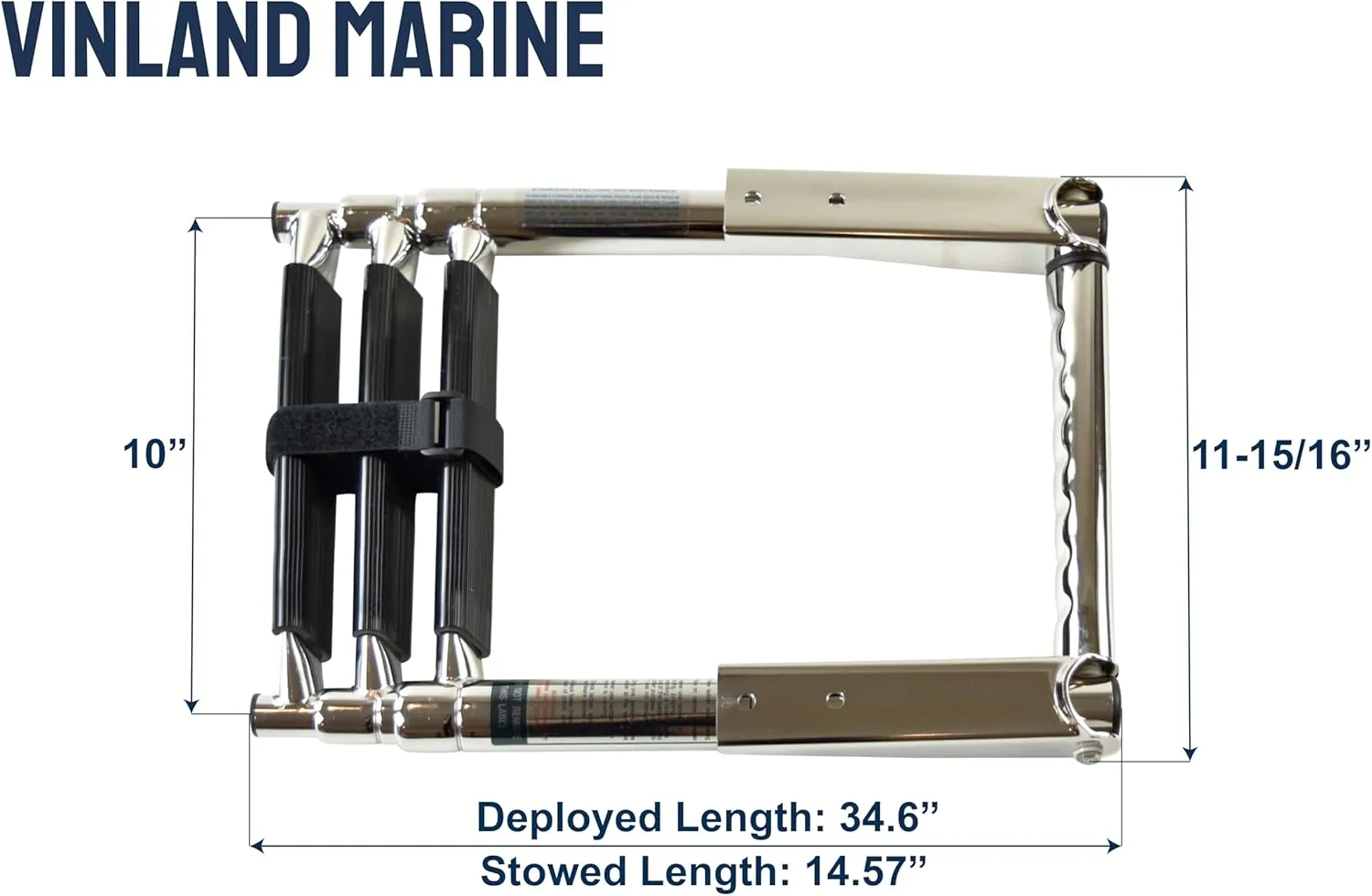 Vinland Marine 3-Step Over Platform Boat Ladder w/Horizontal Handle 304 Stainless Steel Telescoping Boat Ladder Pontoon, Bass, Jon