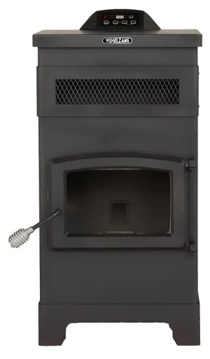 VOGELZANG VG5770 Free-Standing Pellet Stove with Hopper, 23 in W, 23-1/2 in D, 44 in H, 48,000 Btu Heating, Iron, Black :EA: QUANTITY: 1