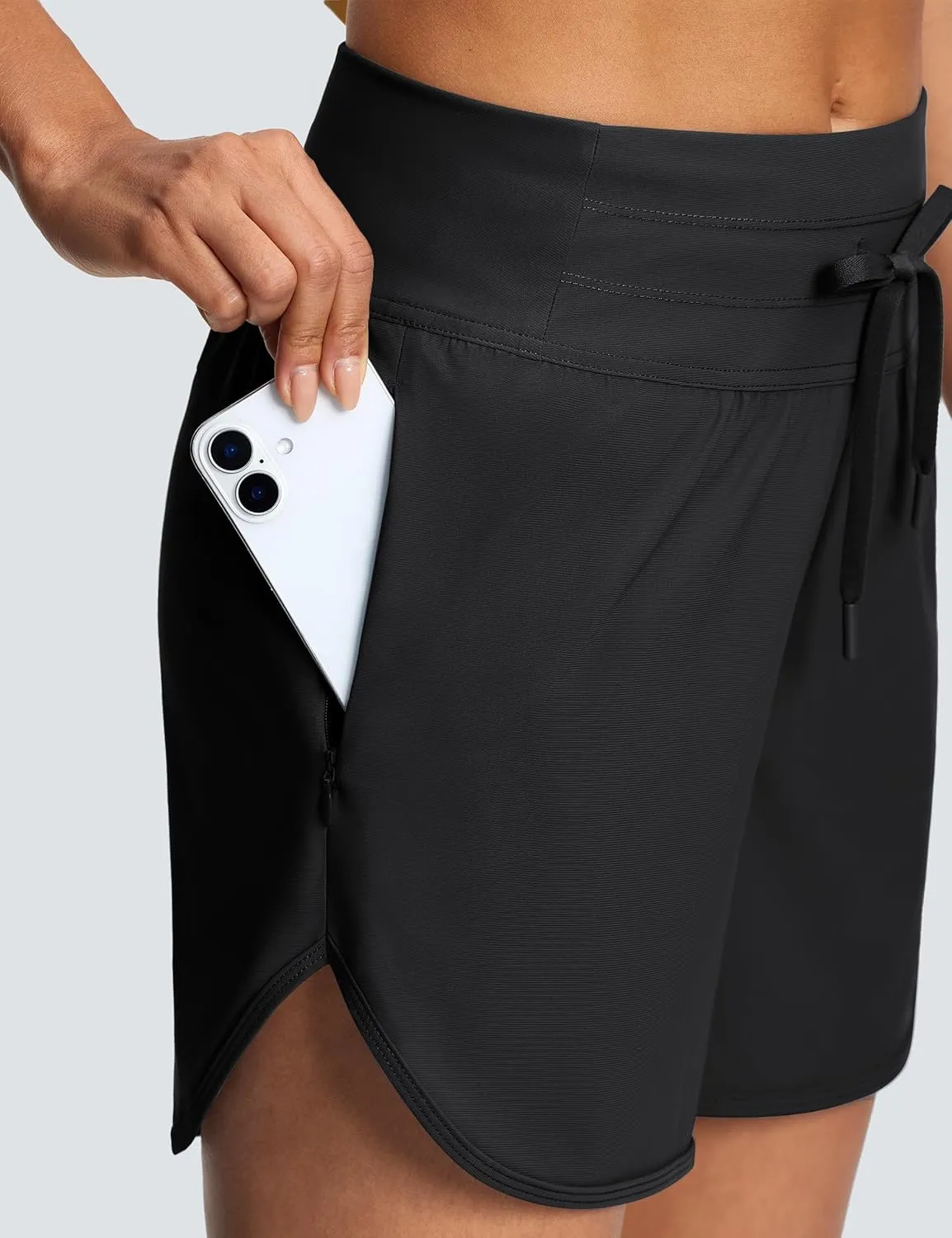 Women's 5" High Waisted Tummy Control Swim Board Shorts Quick Dry Swimming Shorts for Women with Liner Pockets