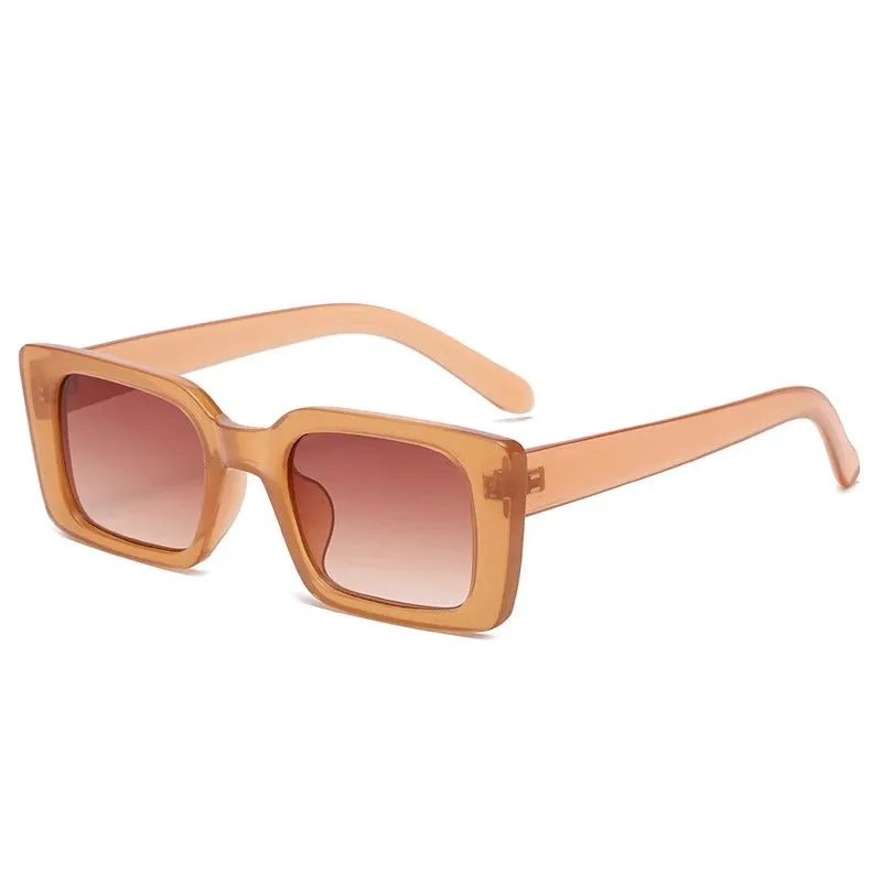 Women's Vintage Small Rectangle Frame Sunglasses with UV Protection