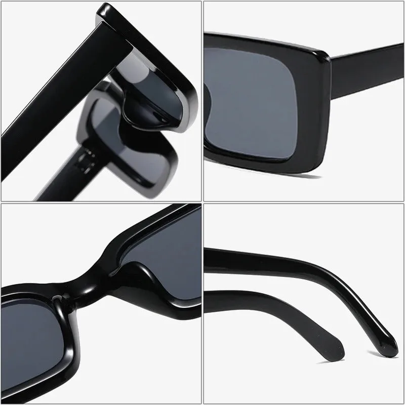 Women's Vintage Small Rectangle Frame Sunglasses with UV Protection