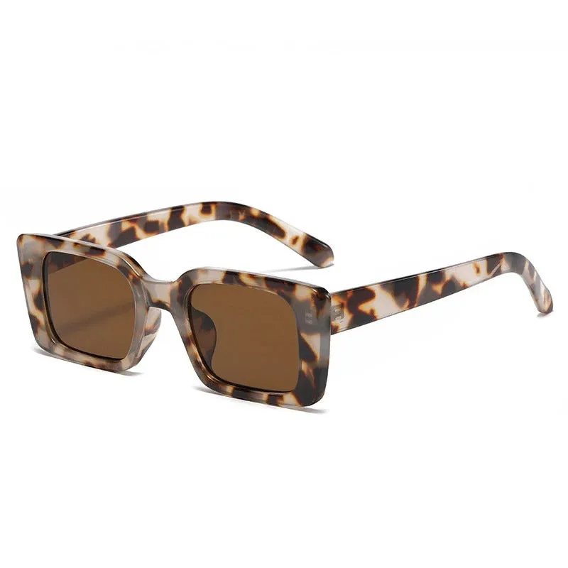 Women's Vintage Small Rectangle Frame Sunglasses with UV Protection