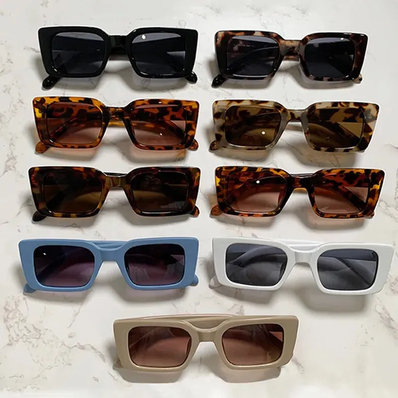 Women's Vintage Small Rectangle Frame Sunglasses with UV Protection
