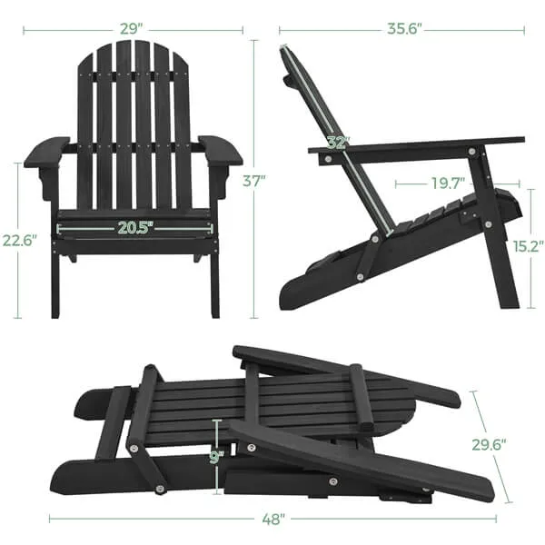 Yaheetech Folding Adirondack Chair Set of 2