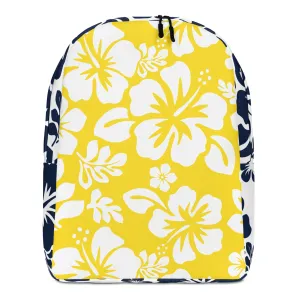 Yellow and Navy Blue Hawaiian Print Backpack