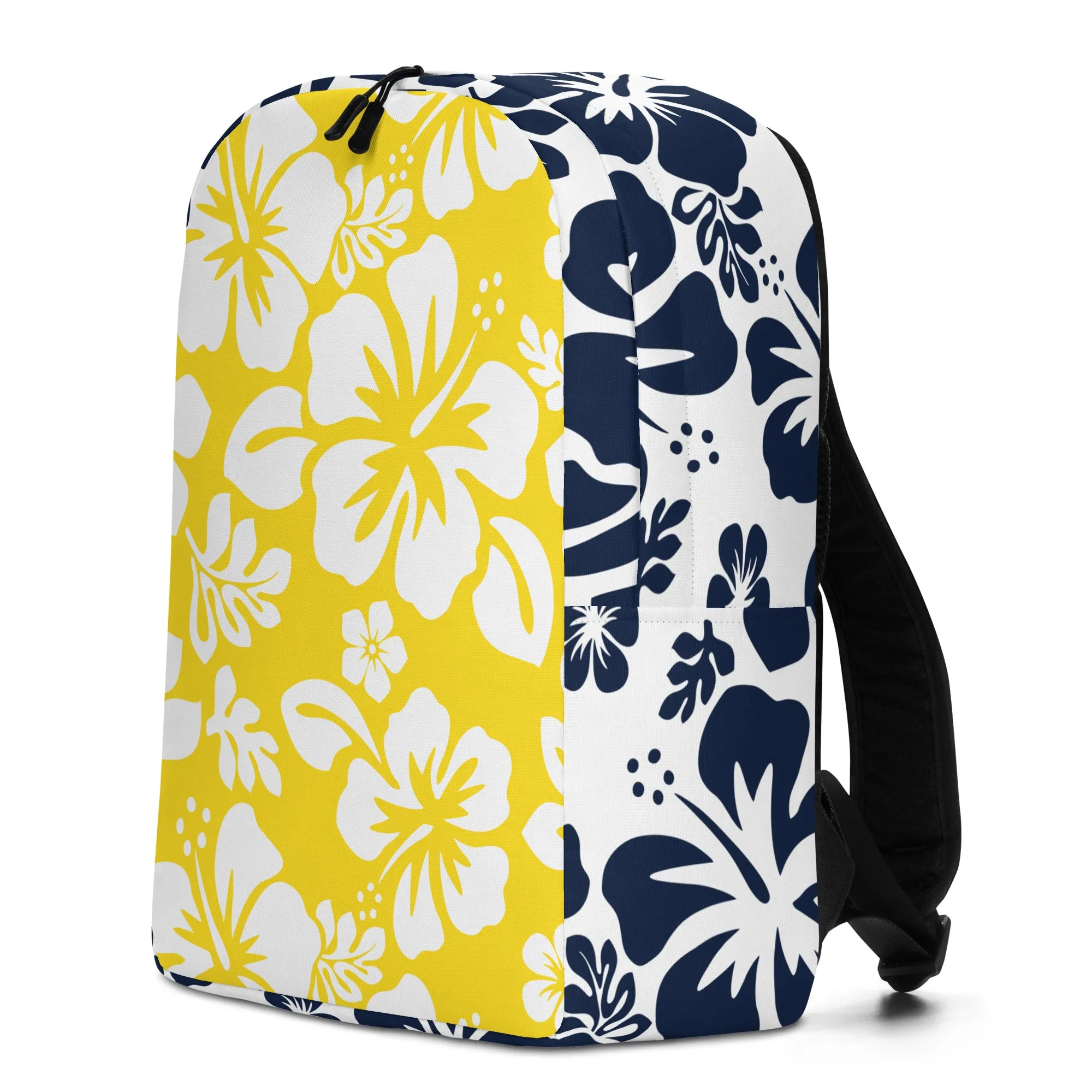 Yellow and Navy Blue Hawaiian Print Backpack