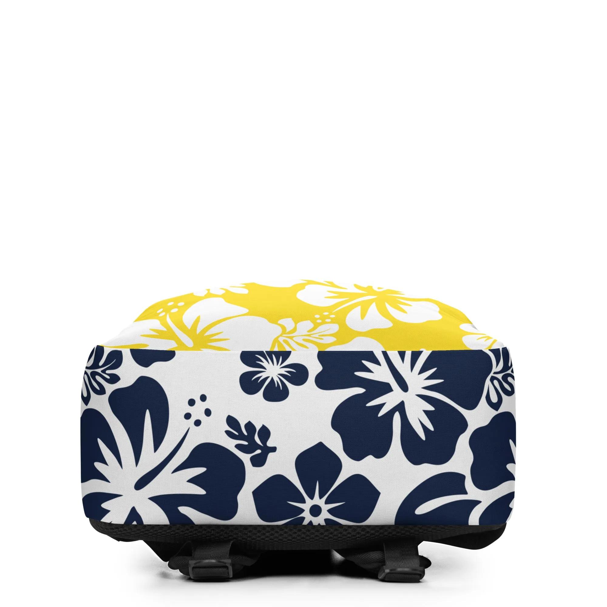Yellow and Navy Blue Hawaiian Print Backpack