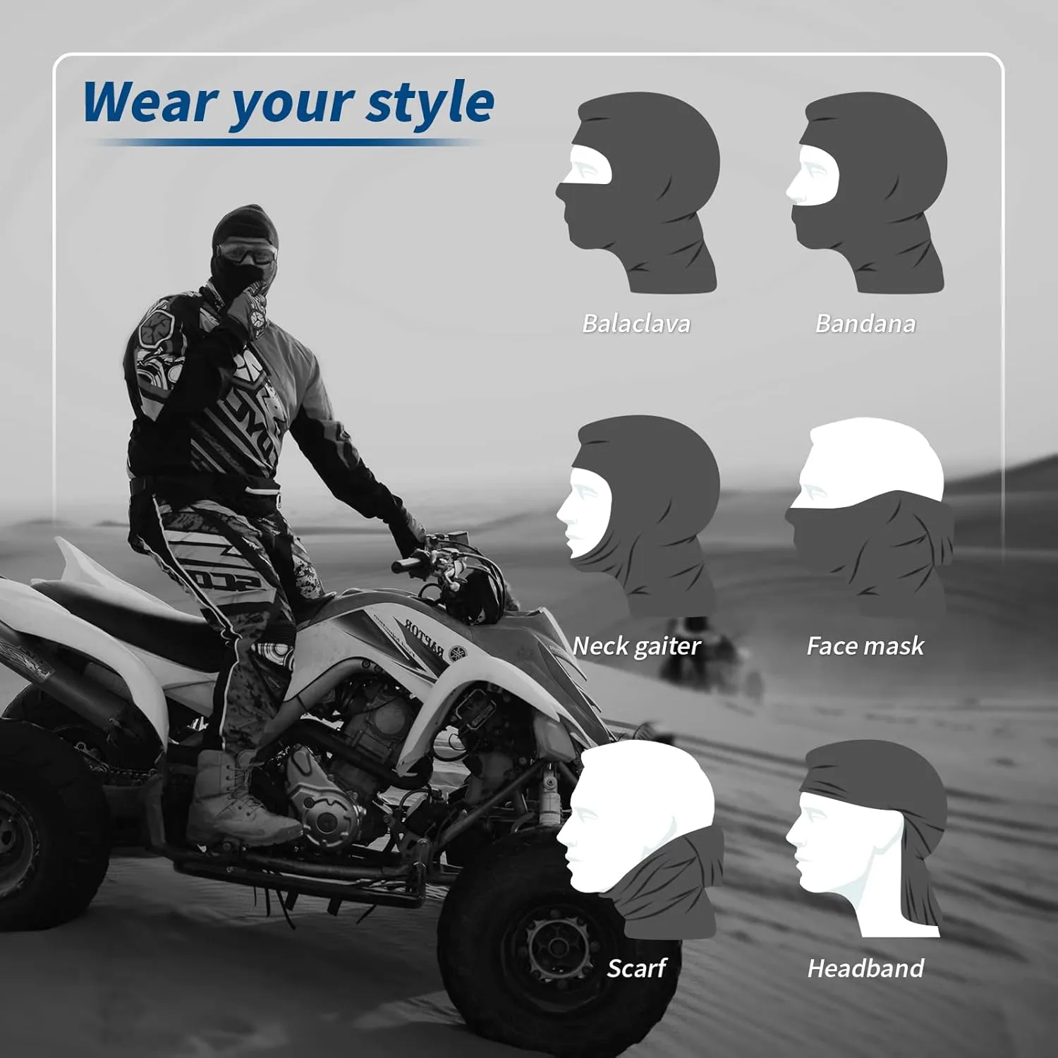 YESLIFE 2 Pieces Ski Mask, Balaclava Face Mask for Men and Women  Skiing, Snowboarding, Motorcycle & UV Protection