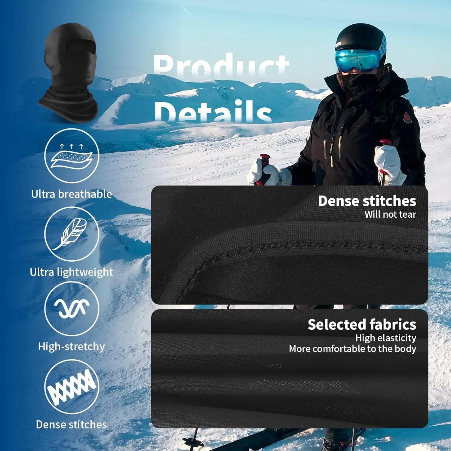 YESLIFE 2 Pieces Ski Mask, Balaclava Face Mask for Men and Women  Skiing, Snowboarding, Motorcycle & UV Protection