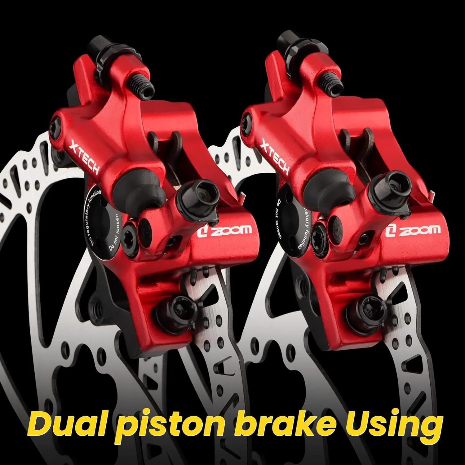 Zoom Hydraulic Disc Brake Calipers: HB-100 MTB Bike Disc Brakes Front & Rear Caliper Set for Mountain, Road Bicycle and E-Bike